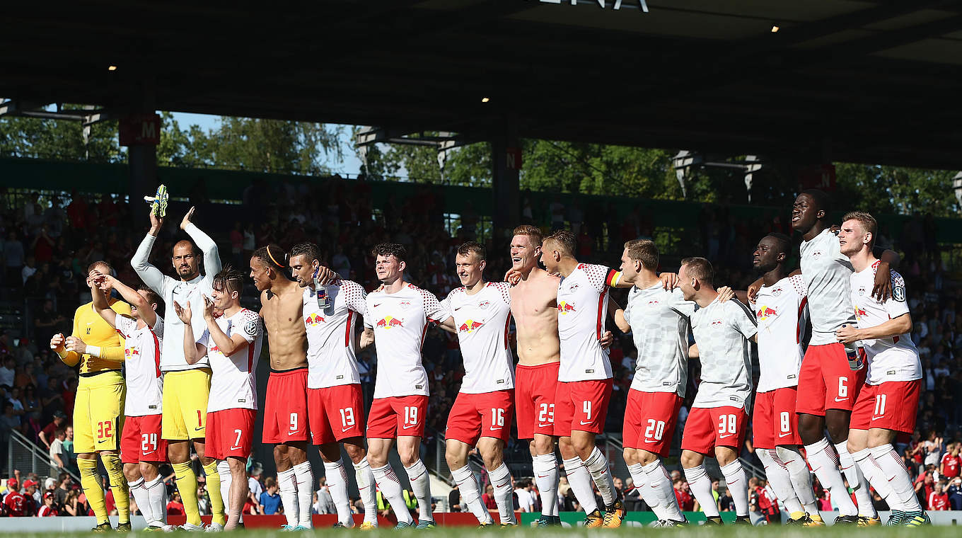 Nach 90. Minuten gewinnt RB Leipzig 5:0 (1:0) und zieht in die zweite Runde des DFB-Pokals ein © 2017 Bongarts/Getty Images