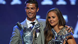 Preisträger: Cristiano Ronaldo und Lieke Martens © AFP