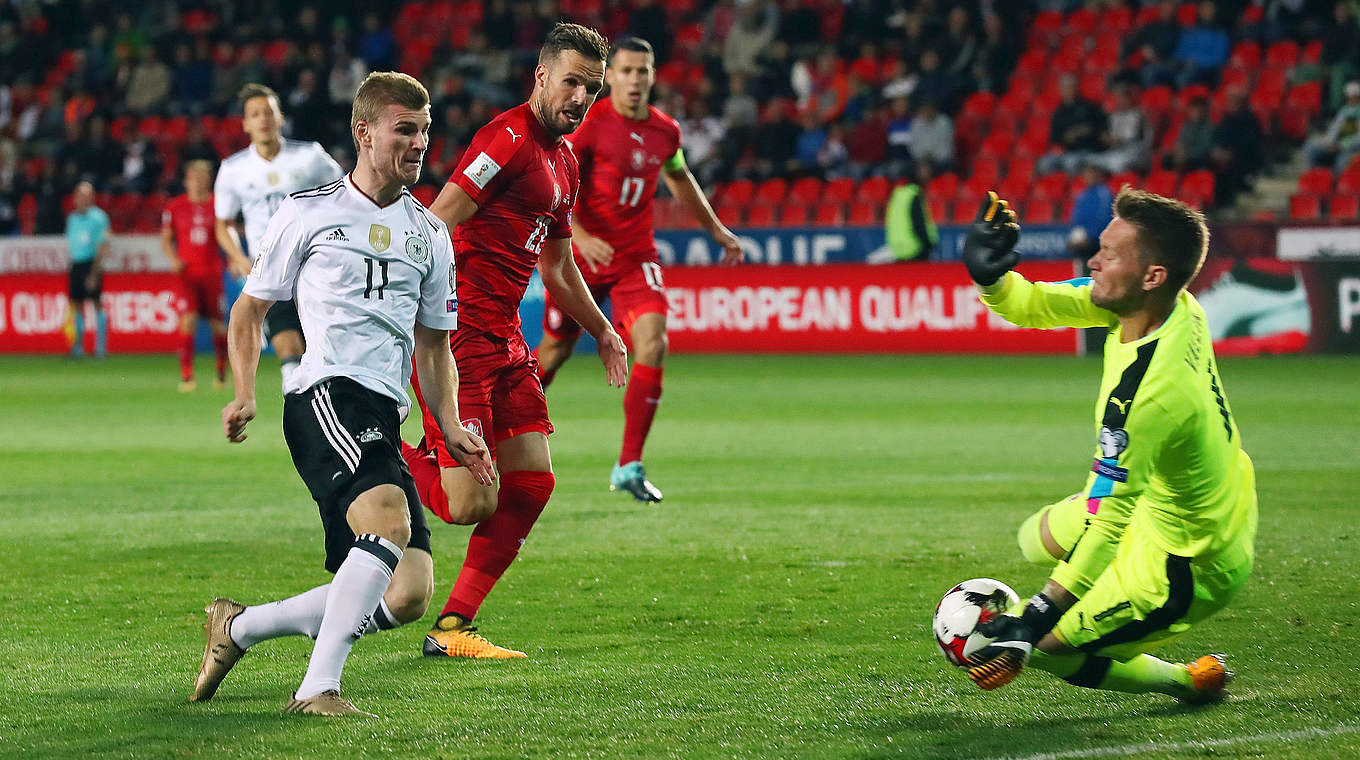 Timo Werner slots in the opener in the fourth minute.  © 2017 Getty Images
