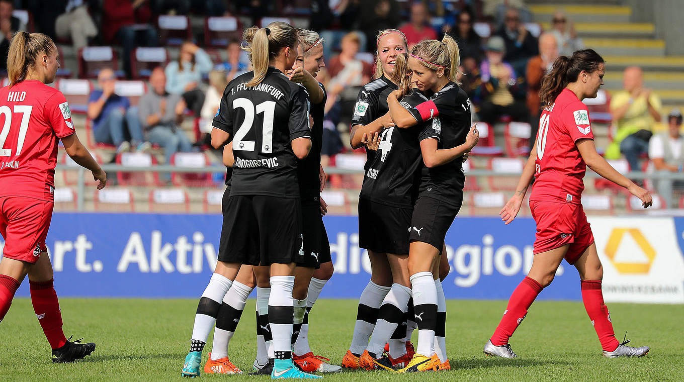 Jubel beim 1. FFC Frankfurt: Auftaktsieg gegen den 1. FC Köln © Jan Kuppert