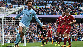 Super sub Leroy Sané celebrates his first against Liverpool.  © AFP/Getty Images