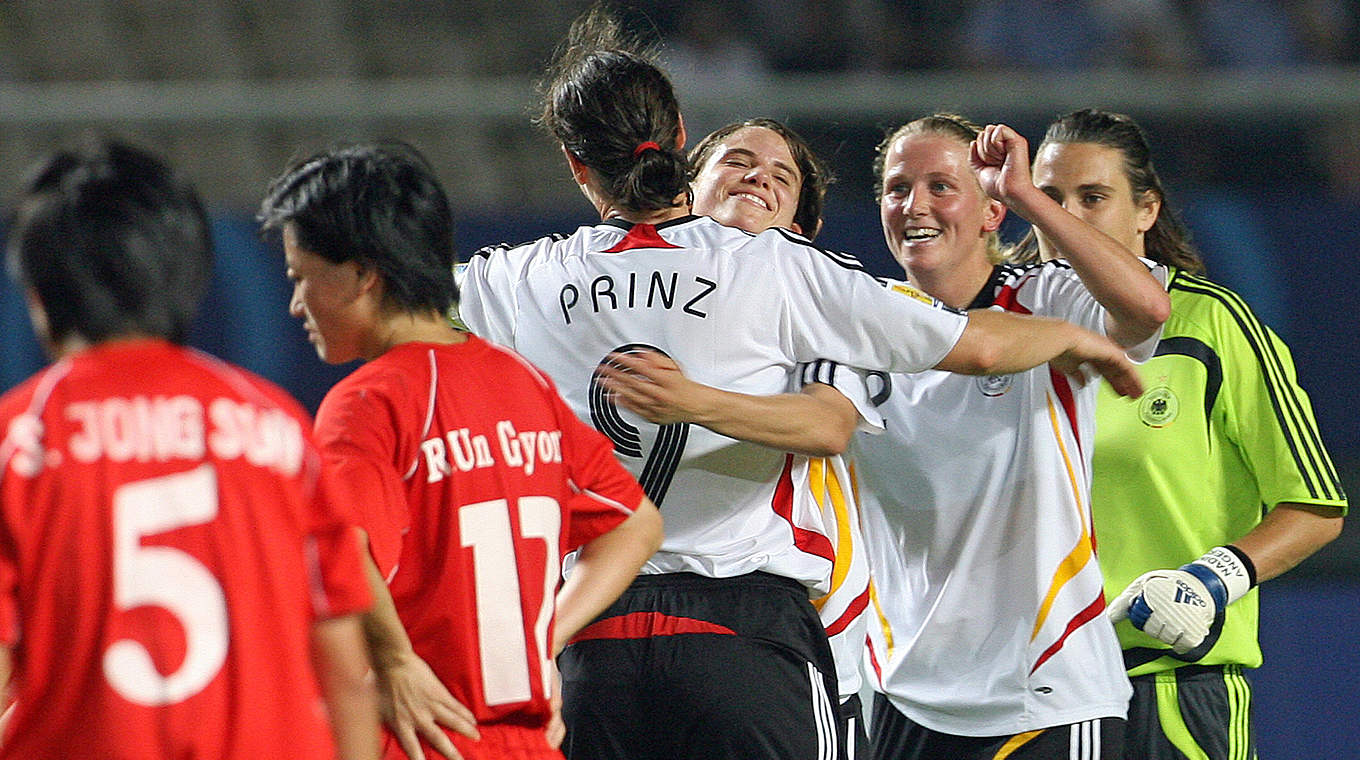 Auf dem Weg zum WM-Titel: 2007 schlagen die DFB-Frauen im Viertelfinale Nordkorea © 2007 AFP