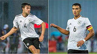 Duell der U 19-Nationalspieler: Bochums Tom Baack gegen Bayers Atakan Akkaynak (v.l.) © Getty Images/Collage DFB