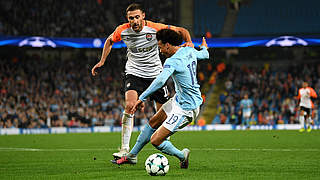 In-form Sane wins a penalty for Manchester City. © 2017 Getty Images