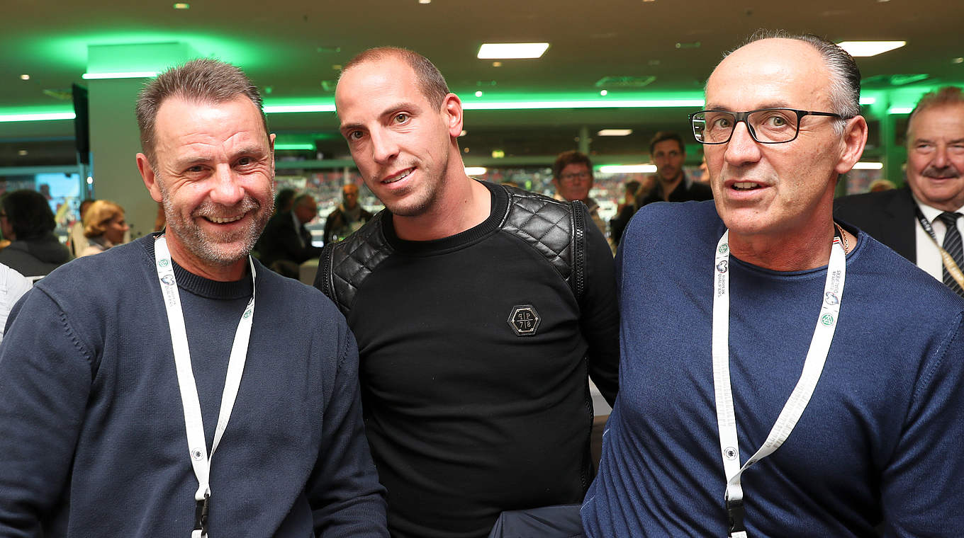 Auch beim Treffen des Clubs der Nationalmannschaft: Manfred Binz (l.), Jan Schlaudraff (m.) und Jürgen Kohler (r.)  © 2017 Getty Images