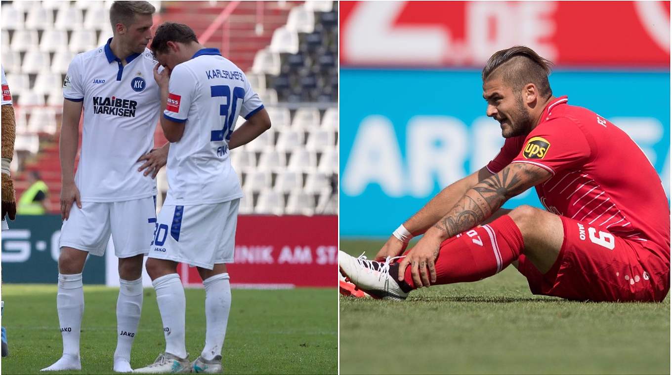 Schleppender Start: Vor ihrem Duell liegt der KSC auf Platz 14, Würzburg auf 17 © Getty Images/Collage DFB