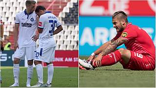 Schleppender Start: Vor ihrem Duell liegt der KSC auf Platz 14, Würzburg auf 17 © Getty Images/Collage DFB