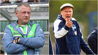 Treffen im Topspiel aufeinander: VfL-Trainer Brauer (l.) und Hertha Coach Neuendorf © Getty Images/Imago Collage DFB