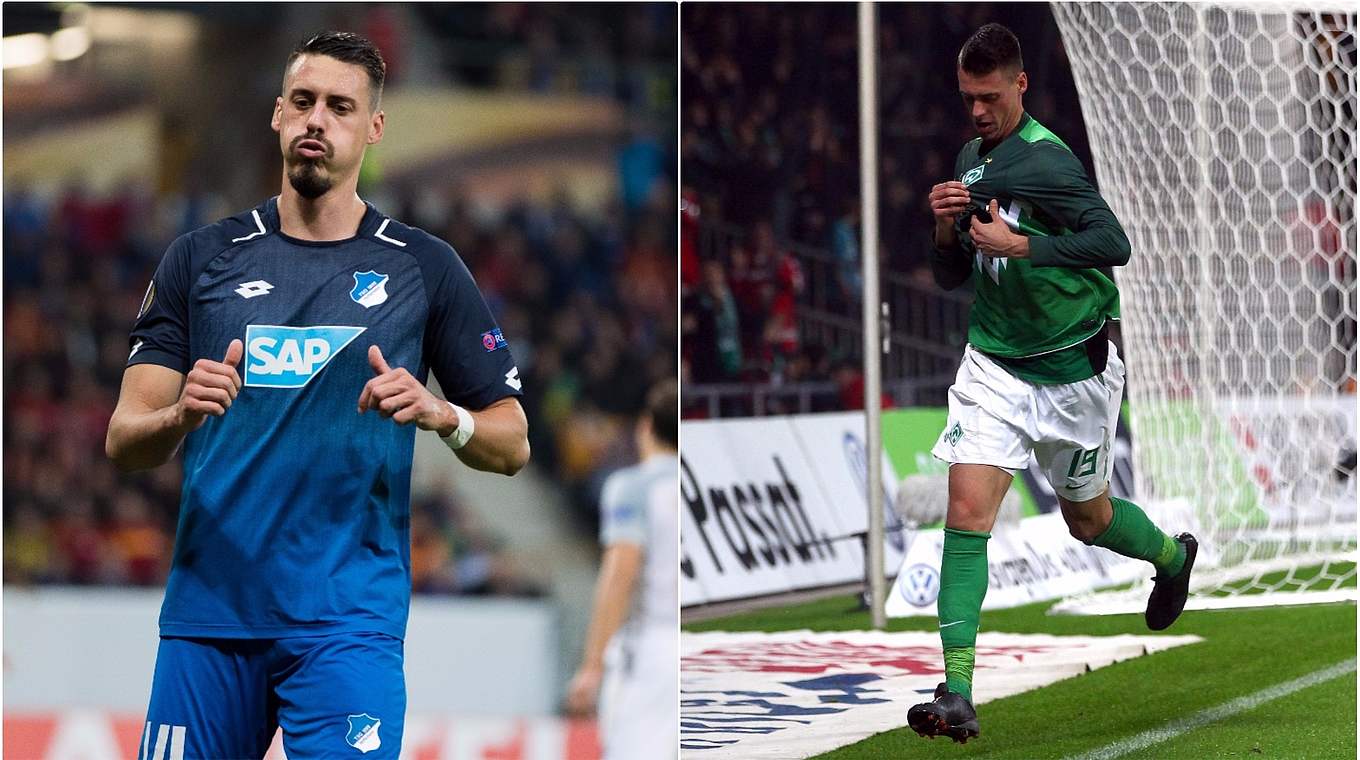 Sandro Wagner heute bei Hoffenheim (l.) und damals bei Bremen © Getty Images/Collage DFB