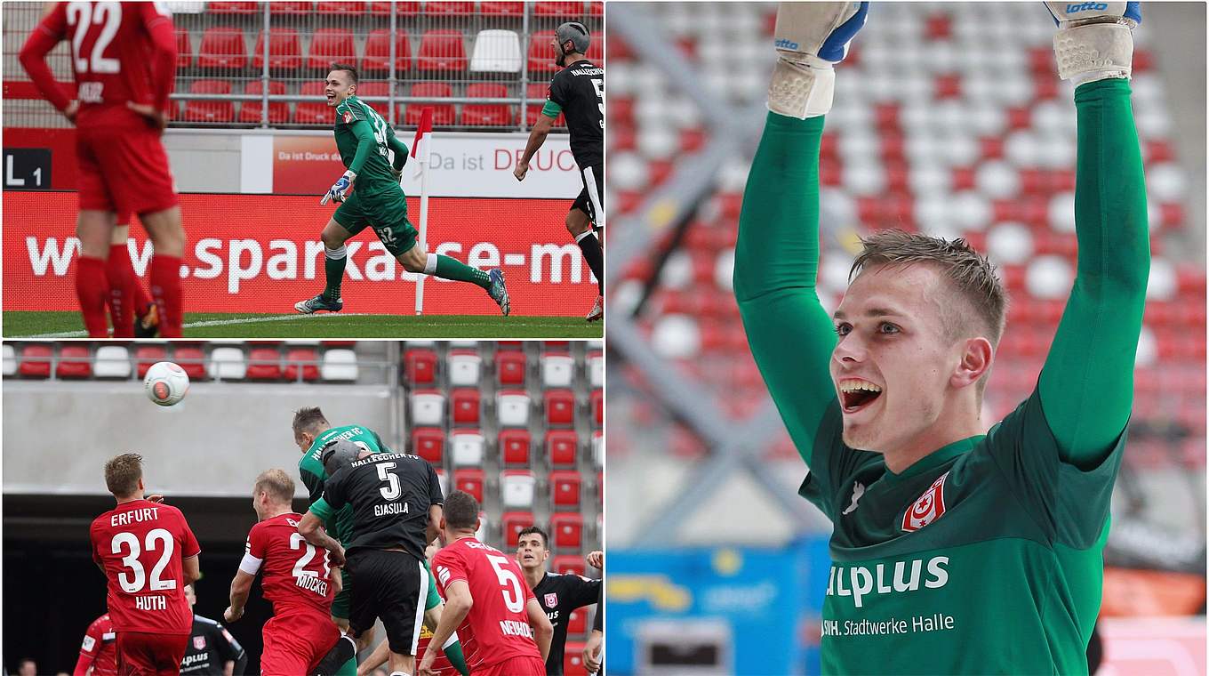 Halles Torwart-Torschütze Tom Müller: "Offenbar hatte mich niemand auf dem Schirm" © Getty Images/Collage DFB