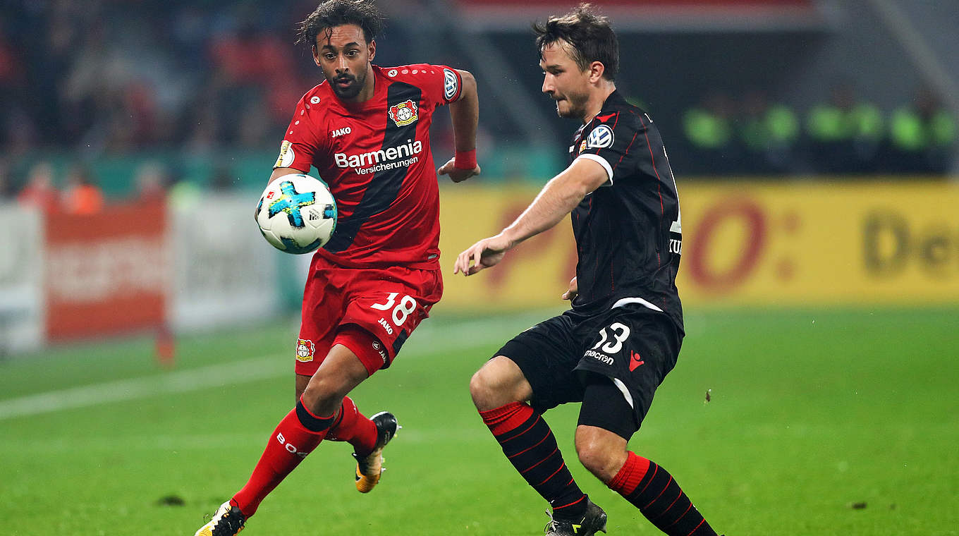 Bayer Leverkusen gewinnt 4:1 gegen Zweitligist Union Berlin: Außenbahnspieler Karim Bellarabi (l.) © 2017 Getty Images