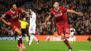 Riesenjubel: Nationalspieler Can (r.) trifft und Liverpool bleibt Spitzenreiter der Gruppe E © 2017 Getty Images
