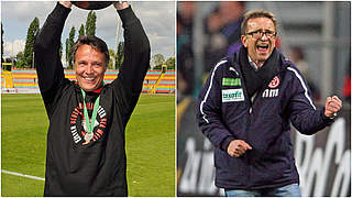 Die beiden Rekordaufstiegstrainer der 3. Liga: Uwe Neuhaus (l.) und Norbert Meier © Bilder Getty Images / Collage DFB