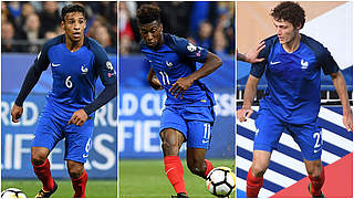 Drei Franzosen mit Bundesligaerfahrung: Tolisso, Coman und Pavard (v.l.n.r.) © Bilder Getty Images / Collage DFB