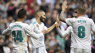 Toni Kroos and his real teammates celebrate their eighth win © AFP/GettyImages