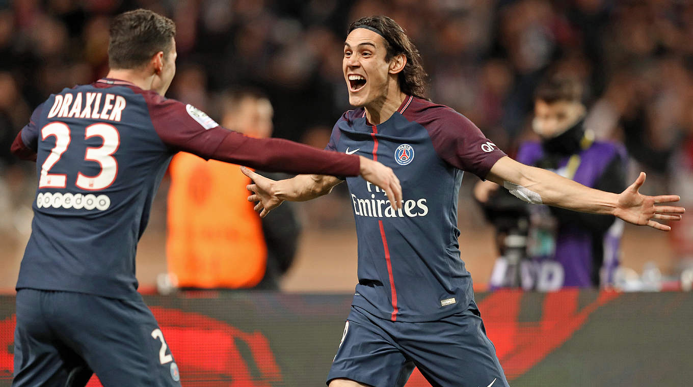 Julian Draxler and Edinson Cavani celebrate PSG's opener © This content is subject to copyright.