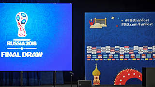 The stage is primed and ready for Friday's World Cup draw.  © AFP/Getty Images