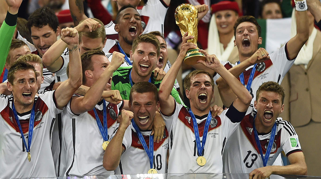 The biggest moment of Lahm's career: lifting the World Cup trophy in 2014.  © This content is subject to copyright.