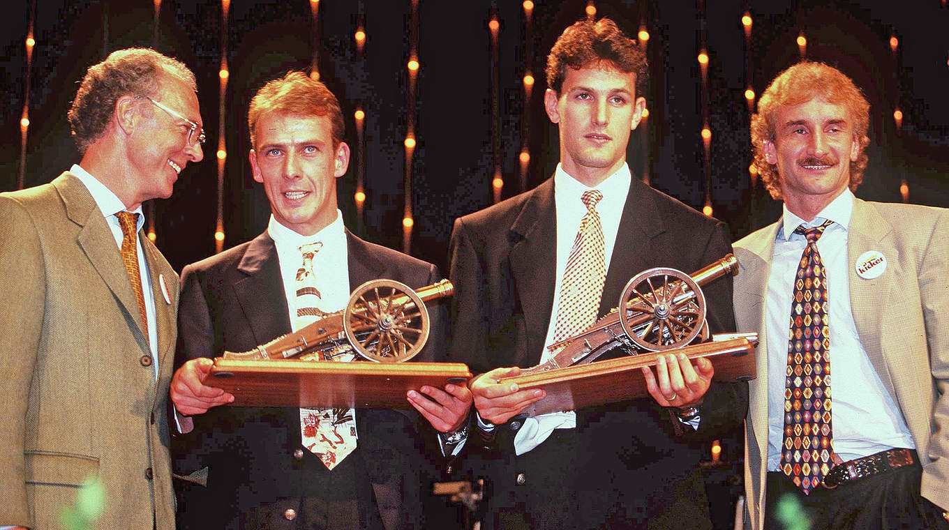 Heiko Herrlich, current Leverkusen manager,
 (middle right) won the Golden Boot at Gladbach in 1995 © Bongarts