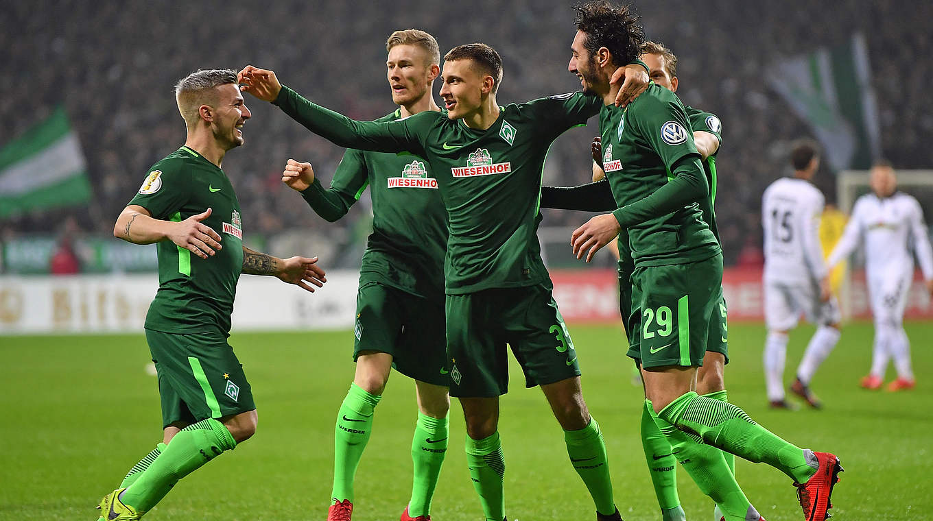 Jubel beim SV Werder: Bremen steht im Viertelfinale © 2017 Getty Images