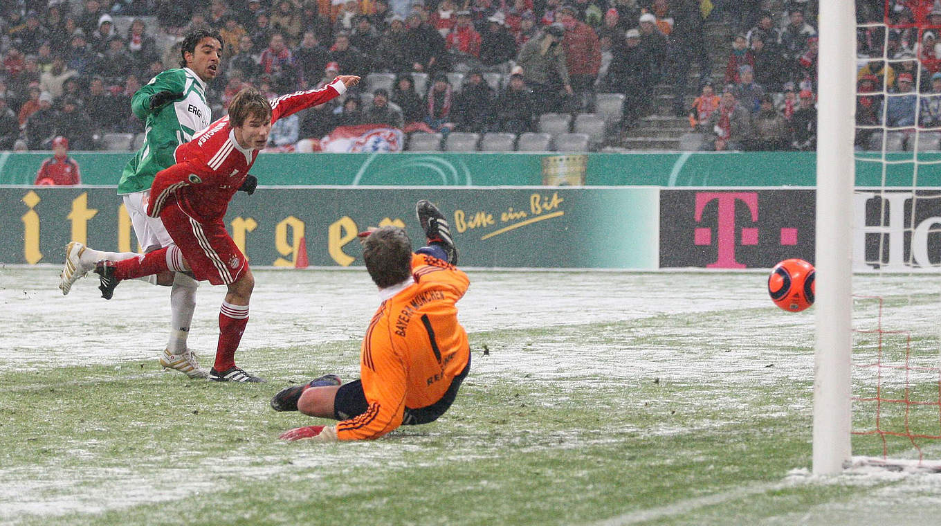 The last time Bayern conceded in the quarter-finals - Fürth's Allagui scoring in 2010 © imago sportfotodienst