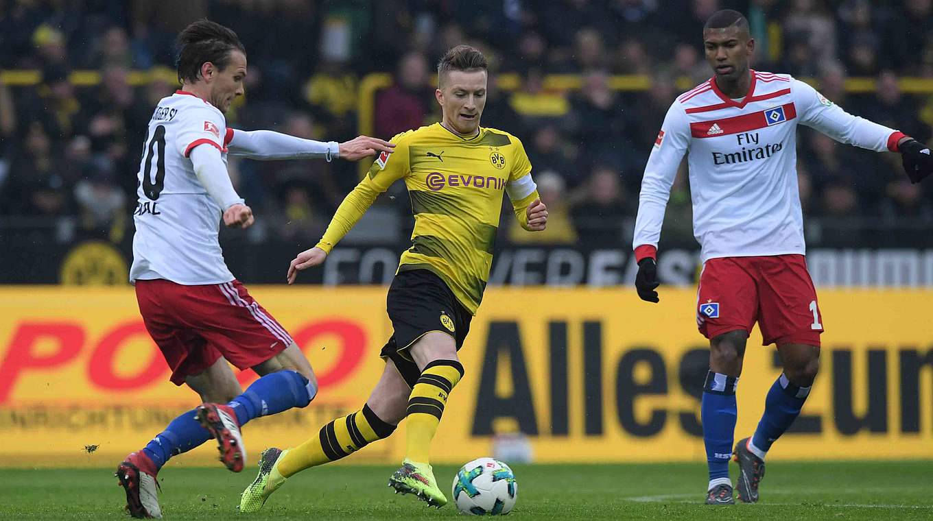 Nach 259 Tagen zurück im Dortmunder Trikot: Nationalspieler Marco Reus (M.) © imago/Team 2