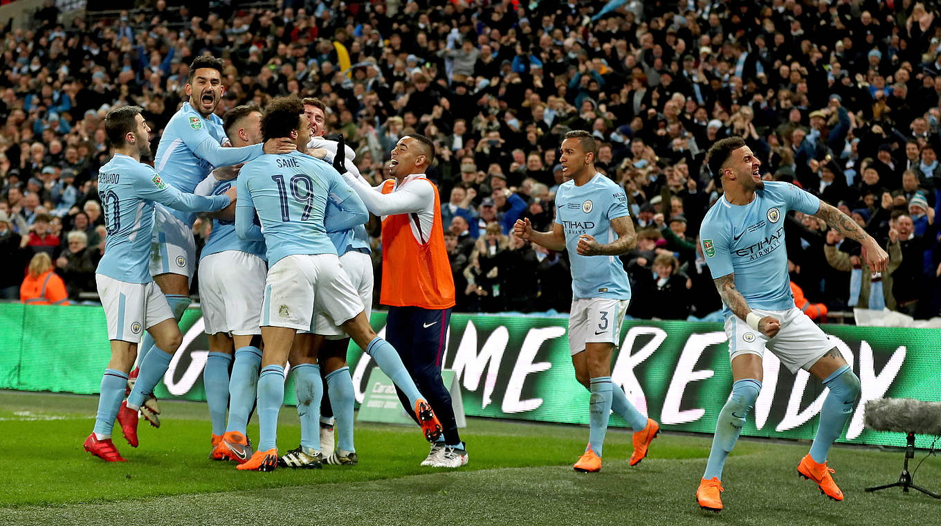 Time for celebration: Man City win the league cup © 2018 Getty Images