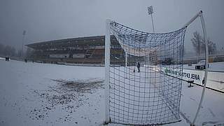 Weiße Schneedecke: Das Spiel zwischen Jena und Würzburg findet nicht statt © Jan Kuppert