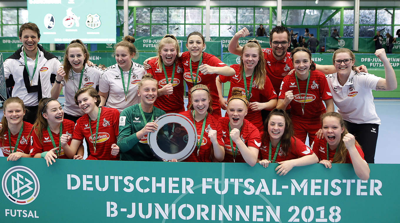 DFB-Futsal-Cup: Die B-Juniorinnen des 1. FC Köln jubeln © 2018 Getty Images