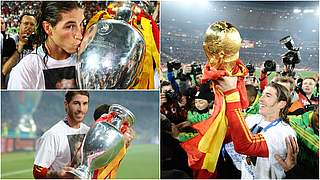 Drei Titel mit Spanien: Ramos ist Weltmeister 2010, Europameister 2008 und 2012 © GettyImages/Collage DFB