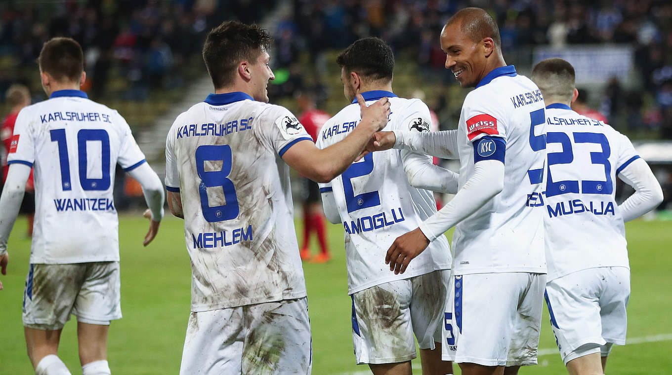 Noch ein Spiel fehlt zum Rekord: Der Karlsruher SC ist seit 19 Partien ohne Niederlage © 2018 Getty Images