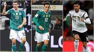 The March international break is over for Thomas Müller, Mesut Özil and Emre Can. © Getty Images/Collage DFB