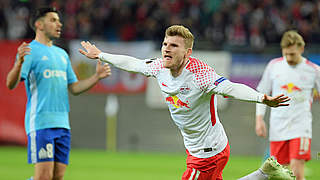 Matchwinner für Leipzig: Timo Werner (M.) entscheidet das Hinspiel gegen Marseille © imago/Eibner