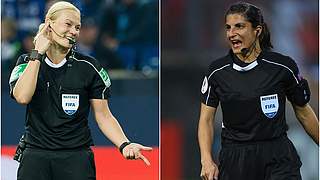Zwei deutsche FIFA-Schiedsrichterinnen: Bibiana Steinhaus (l.) und Riem Hussein © Getty Images/Collage DFB