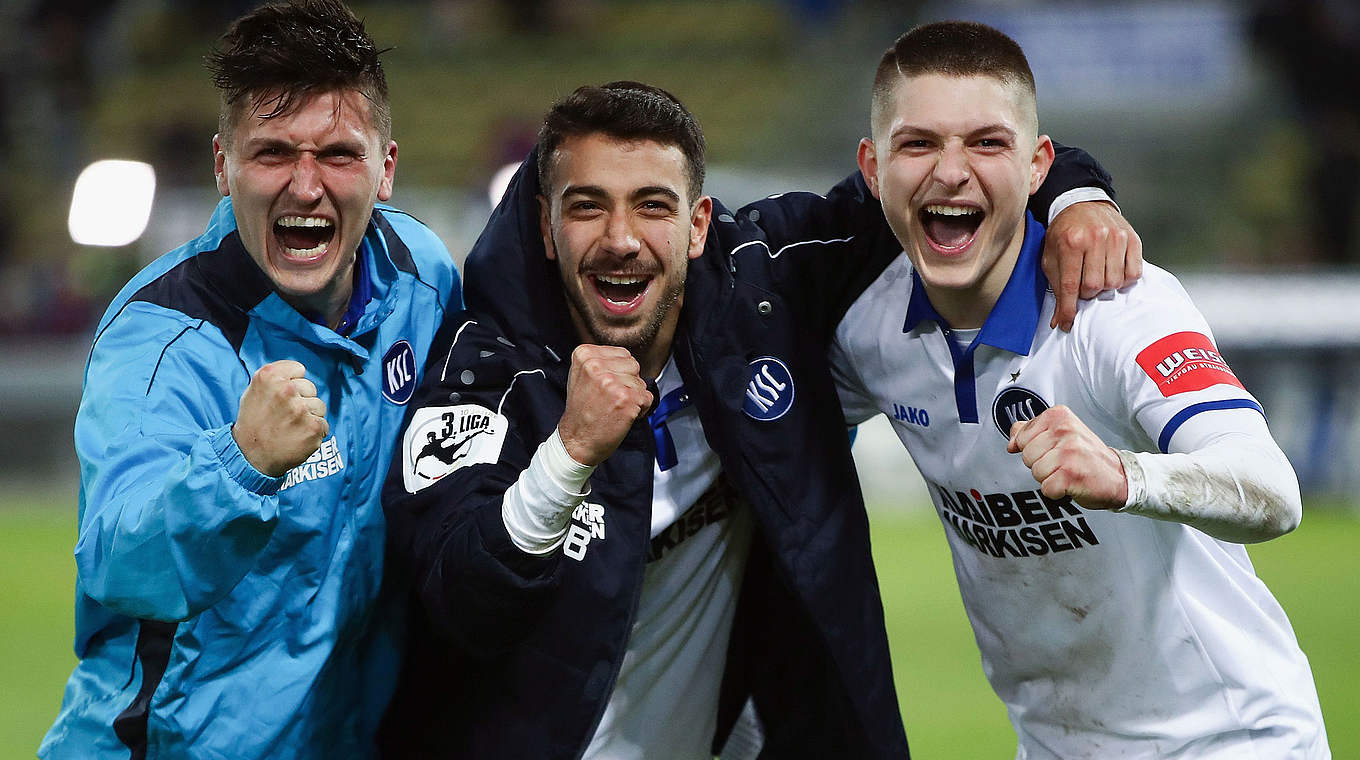 Die jungen Wilden des KSC: Marcel Mehlem, Burak Camoglu und Florent Muslija (v.l.) © 2018 Getty Images