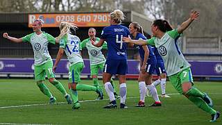 Jubel über den Sieg im Hinspiel: Wolfsburg © 2018 Getty Images