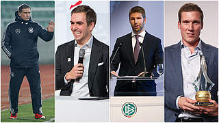 Fachkundiges Quartett: WM-Experten Kuntz, Lahm, Hitzlsperger und Wolf (v.l.) © Getty Images/Collage DFB