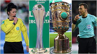 Die Referees der DFB-Pokalendspiele 2018: Sandra Stolz in Köln, Felix Zwayer in Berlin © imago/Getty Images/Collage DFB