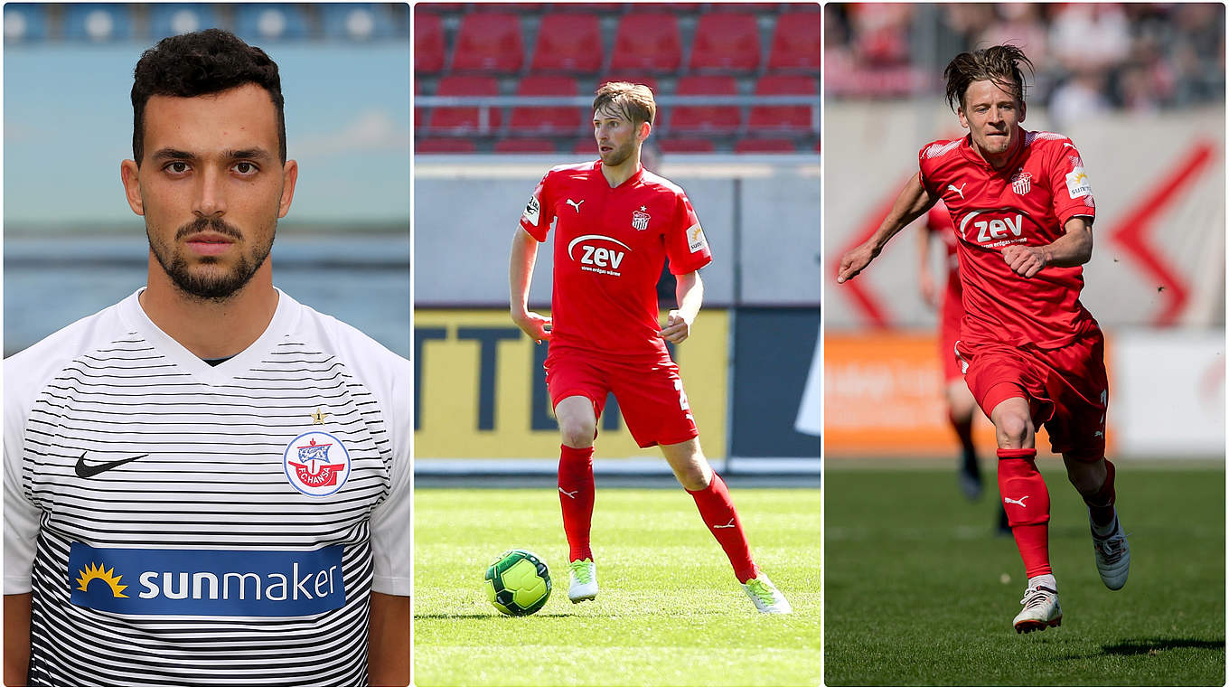 Neu in Halle: Torhüter Kai Eisele, Jan Washausen und Bentley Baxter Bahn (v.l.) © Getty Images/imago/Collage DFB