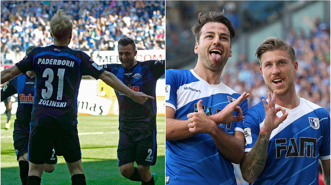 Fernduell um die Meisterschaft: Die beiden Aufsteiger Paderborn (l.) und Magdeburg © Getty Images/Collage DFB