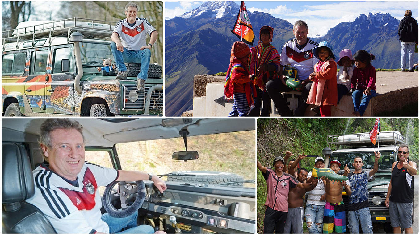 Immer dabei: Armin Hollensteiner reist mit dem Auto der Nationalmannschaft hinterher © Privat/Collage DFB