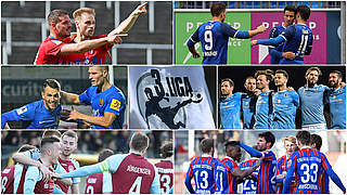 Sechs Mannschaften, ein Ziel in den beiden Playoffduellen: der Aufstieg in die 3. Liga  © Bilder Imago / Collage DFB