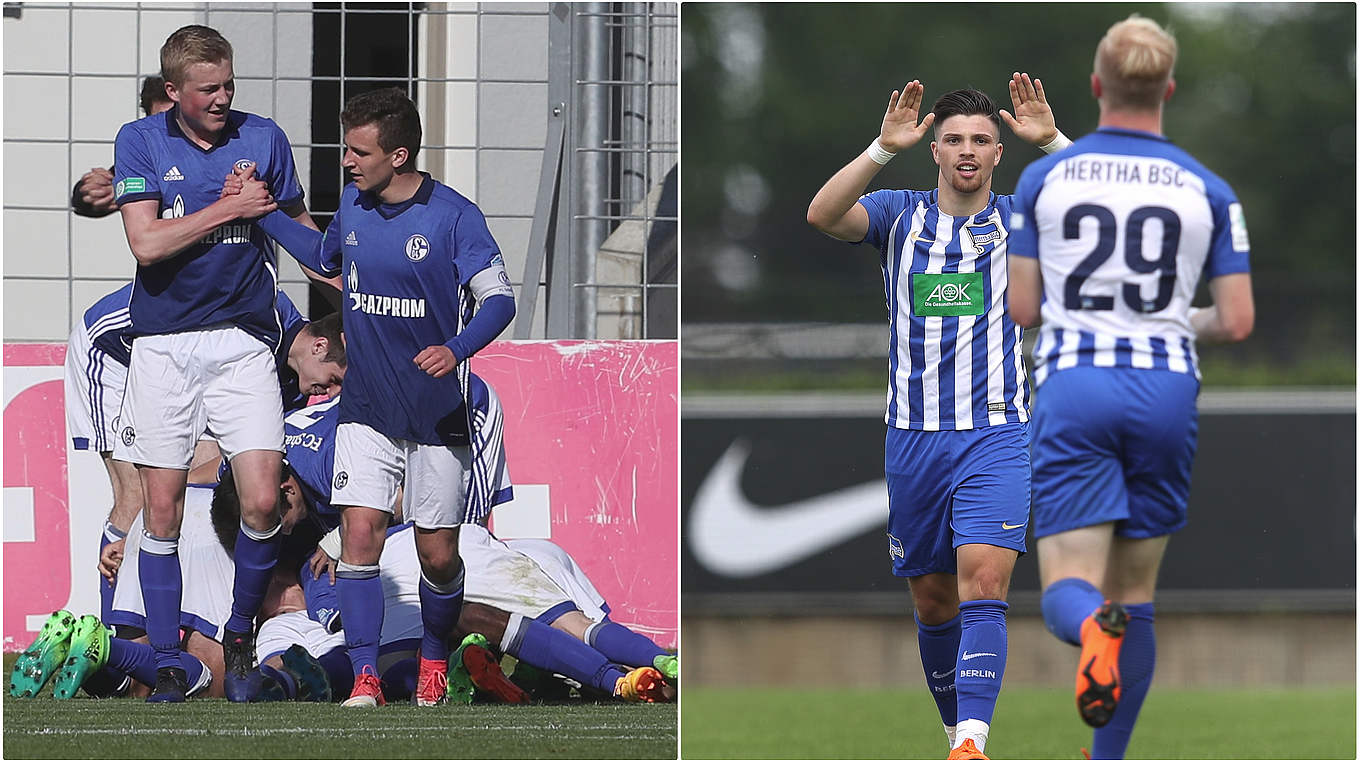 Achtmaliger Finalist vs. Endspieldebütant: Schalke (l.) gegen Hertha BSC © Getty Images/Collage DFB