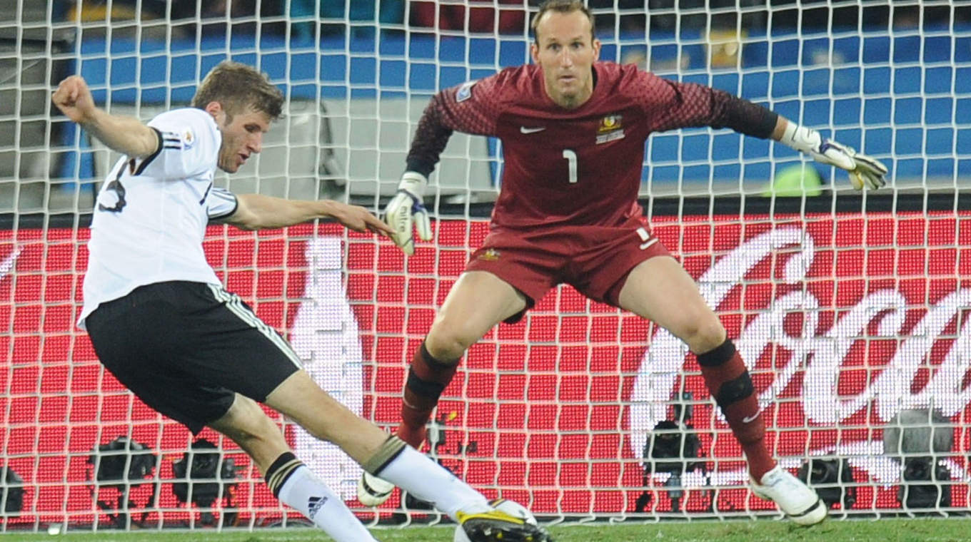 Erzielt das erste von bisher zehn WM-Toren: Der damals 20-jährige Thomas Müller © Getty Images