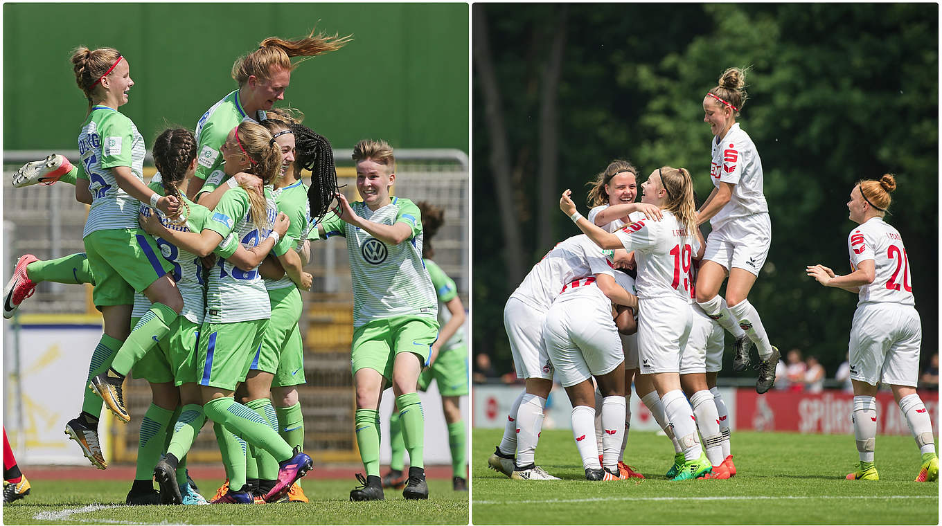 Feiern die erste Finalteilnahme: der VfL Wolfsburg (l.) und der 1. FC Köln © Getty Images/Collage DFB