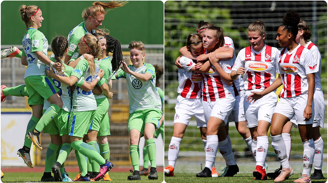 Premiere im Endspiel: Wolfsburg und Köln stehen beide erstmals im Finale © Bilder Getty Images / Collage DFB