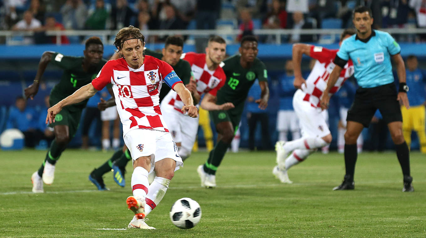 Luka Modric scores Croatia's second from the penalty spot. © 2018 Getty Images