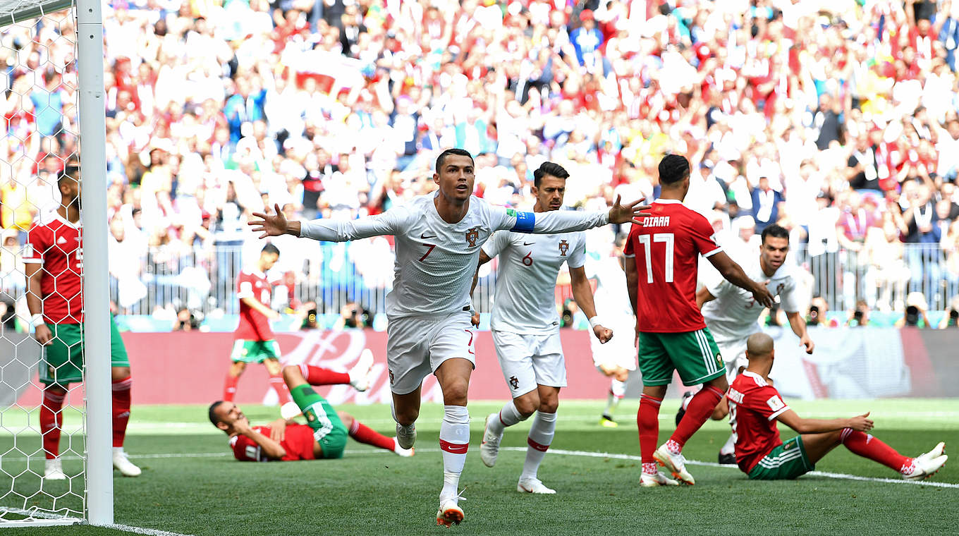 Ronaldo heads Portugal in front of. © 2018 Getty Images
