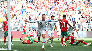 Ronaldo heads Portugal in front of. © 2018 Getty Images