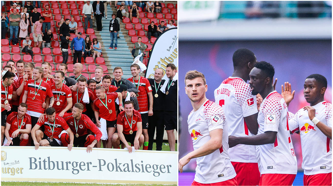 Der frischgebackene Mittelrheinpokalsieger Viktoria Köln trifft auf RB Leipzig © imago/Getty Images/Collage DFB